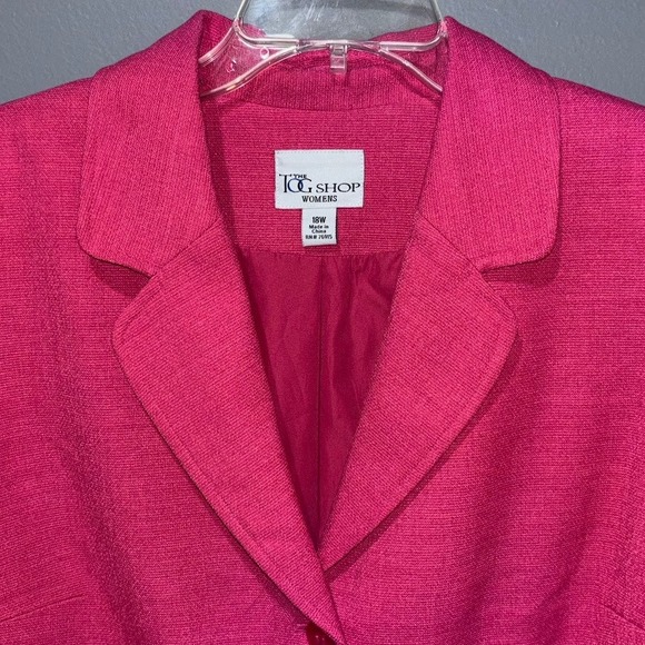 The Tog Shop Womens Pink Textured Button Front Blazer Jacket 18W - Picture 3 of 8